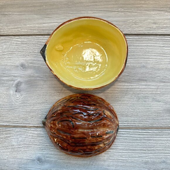 Glazed Ceramic Walnut Jar with Lid - Picture 5 of 14